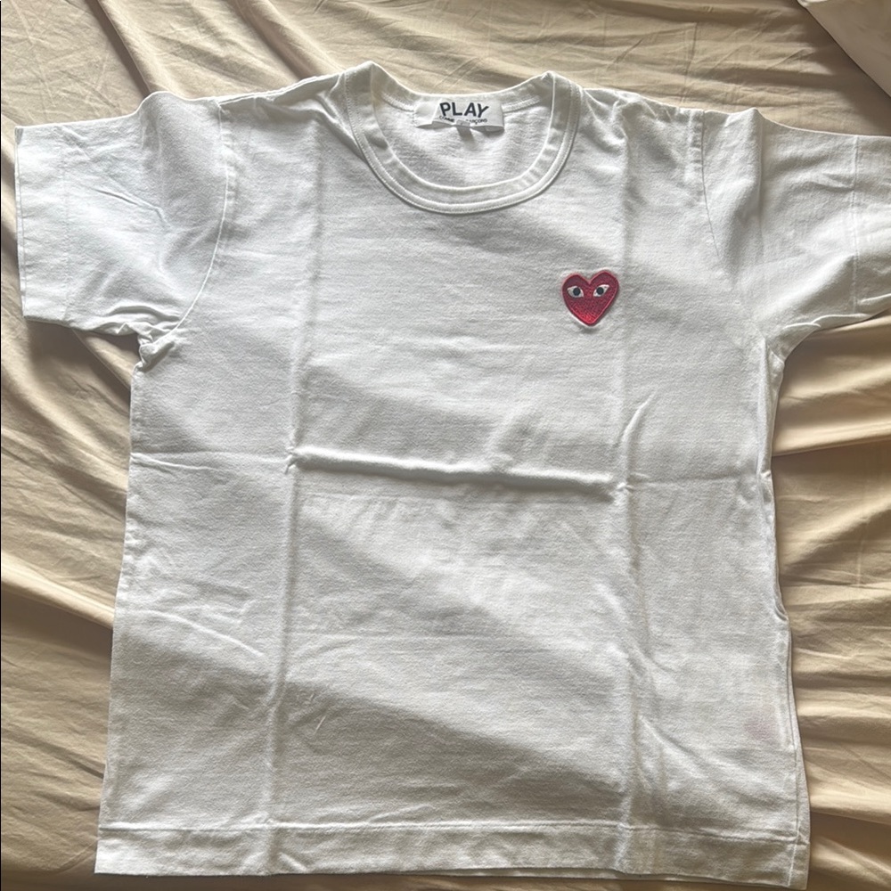 Comme des Garcons White and Red Short Sleeve Tees